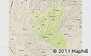 Physical Map of Yanting, shaded relief outside