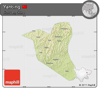 Physical Map of Yanting, single color outside