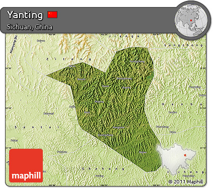 Satellite Map of Yanting, physical outside
