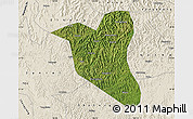 Satellite Map of Yanting, shaded relief outside