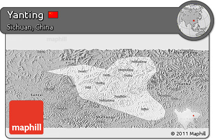 Gray Panoramic Map of Yanting
