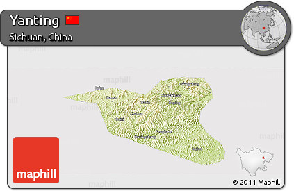 Physical Panoramic Map of Yanting, cropped outside
