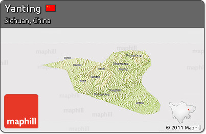 Physical Panoramic Map of Yanting, cropped outside
