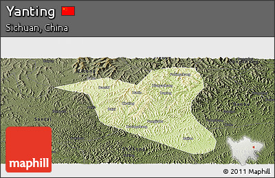 Physical Panoramic Map of Yanting, darken