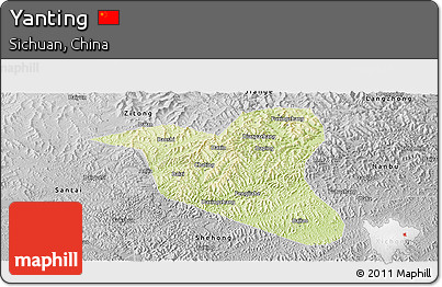Physical Panoramic Map of Yanting, desaturated
