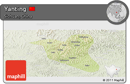Physical Panoramic Map of Yanting, lighten