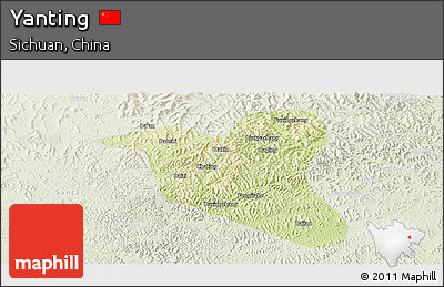 Physical Panoramic Map of Yanting, lighten