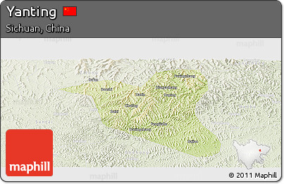 Physical Panoramic Map of Yanting, lighten