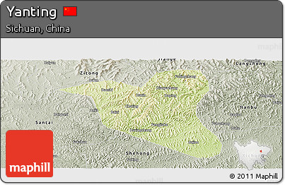 Physical Panoramic Map of Yanting, semi-desaturated