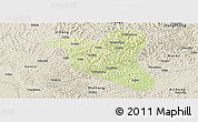 Physical Panoramic Map of Yanting, shaded relief outside