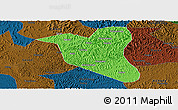 Political Panoramic Map of Yanting, darken