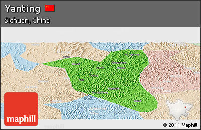 Political Panoramic Map of Yanting, lighten