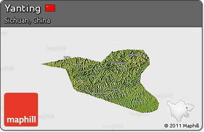 Satellite Panoramic Map of Yanting, cropped outside