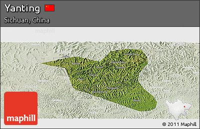 Satellite Panoramic Map of Yanting, lighten