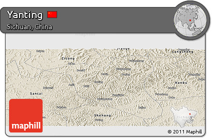 Shaded Relief Panoramic Map of Yanting