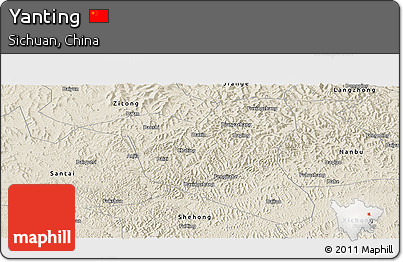 Shaded Relief Panoramic Map of Yanting