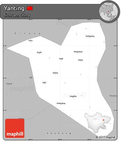 Gray Simple Map of Yanting
