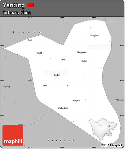 Gray Simple Map of Yanting
