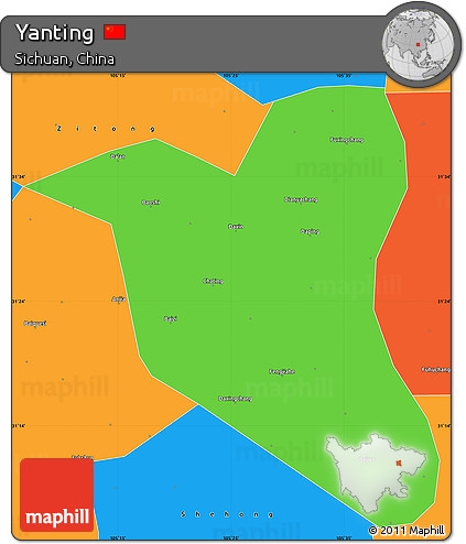 Political Simple Map of Yanting