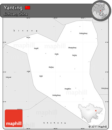 Silver Style Simple Map of Yanting