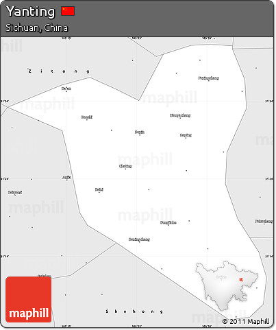 Silver Style Simple Map of Yanting