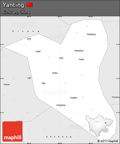 Silver Style Simple Map of Yanting