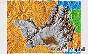 Physical 3D Map of Yanyuan, political outside