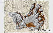 Physical 3D Map of Yanyuan, shaded relief outside