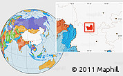 Political Location Map of Yanyuan, highlighted country