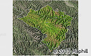 Satellite 3D Map of Zamtang, semi-desaturated