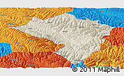 Shaded Relief Panoramic Map of Zamtang, political outside