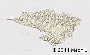 Shaded Relief Panoramic Map of Zamtang, single color outside