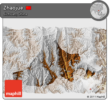 Physical 3D Map of Zhaojue, lighten