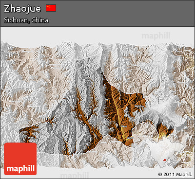 Physical 3D Map of Zhaojue, lighten