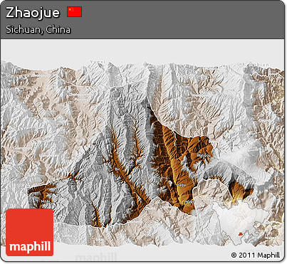 Physical 3D Map of Zhaojue, lighten