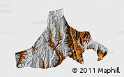 Physical 3D Map of Zhaojue, single color outside