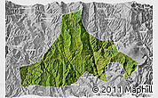 Satellite 3D Map of Zhaojue, lighten, desaturated