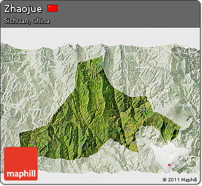 Satellite 3D Map of Zhaojue, lighten