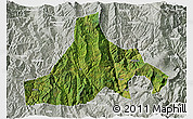 Satellite 3D Map of Zhaojue, lighten, semi-desaturated
