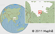 Savanna Style Location Map of Zhaojue, highlighted parent region, hill shading