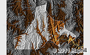 Physical Map of Zhaojue, darken