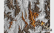Physical Map of Zhaojue, semi-desaturated