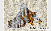 Physical Map of Zhaojue, shaded relief outside