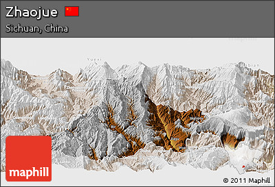 Physical Panoramic Map of Zhaojue, lighten