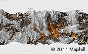 Physical Panoramic Map of Zhaojue, semi-desaturated