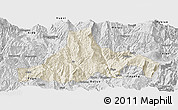 Shaded Relief Panoramic Map of Zhaojue, desaturated