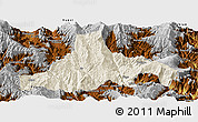 Shaded Relief Panoramic Map of Zhaojue, physical outside