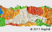 Shaded Relief Panoramic Map of Zhaojue, political outside