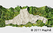 Shaded Relief Panoramic Map of Zhaojue, satellite outside