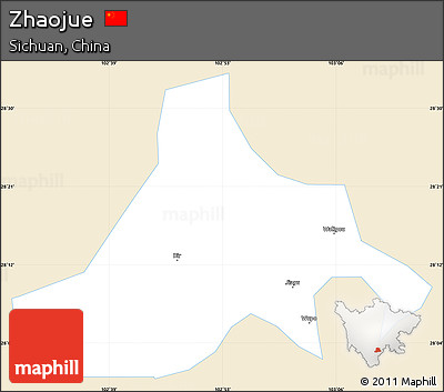 Classic Style Simple Map of Zhaojue, single color outside